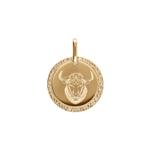 PENDENTIF PLAQUÉ OR MEDAILLE 15MM ZODIAQUE TAUREAU
