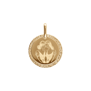 PENDENTIF PLAQUÉ OR MEDAILLE 15MM ZODIAQUE GEMEAUX