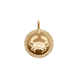 PENDENTIF PLAQUÉ OR MEDAILLE 15MM ZODIAQUE CANCER
