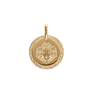 PENDENTIF PLAQUÉ OR MEDAILLE 15MM ZODIAQUE LION