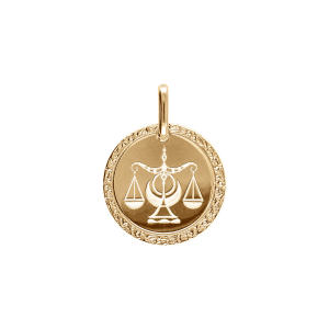 PENDENTIF PLAQUÉ OR MEDAILLE 15MM ZODIAQUE BALANCE