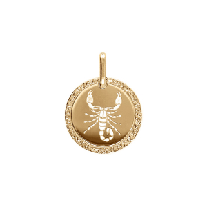 PENDENTIF PLAQUÉ OR MEDAILLE 15MM ZODIAQUE SCORPION