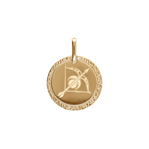 PENDENTIF PLAQUÉ OR MEDAILLE ZODIAQUE SAGITTAIRE