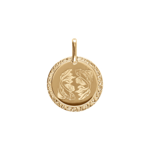 PENDENTIF PLAQUÉ OR MEDAILLE 15MM ZODIAQUE POISSON