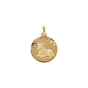 PENDENTIF PLAQUÉ OR MEDAILLE 15MM DIAMANTÉ ZODIAQUE BELIER