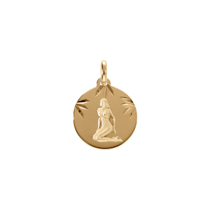 PENDENTIF PLAQUÉ OR MEDAILLE 15MM DIAMANTÉ ZODIAQUE VIERGE