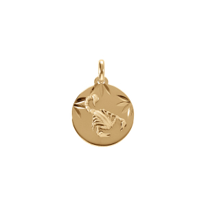 PENDENTIF PLAQUÉ OR MEDAILLE 15MM DIAMANTÉ ZODIAQUE SCORPION