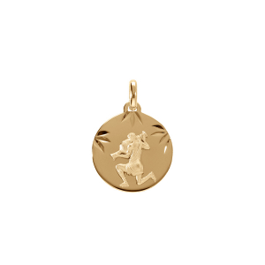 PENDENTIF PLAQUÉ OR MEDAILLE 15MM DIAMANTÉ ZODIAQUE VERSEAU