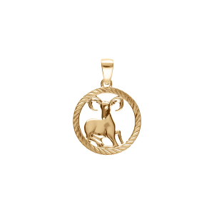 PENDENTIF PLAQUÉ OR MEDAILLE 15MM STRIEE ZODIAQUE BELIER DECOUPÉ