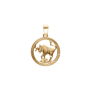 PENDENTIF PLAQUÉ OR MEDAILLE 15MM STRIEE ZODIAQUE TAUREAU DECOUPÉ
