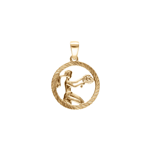 PENDENTIF PLAQUÉ OR MEDAILLE 15MM STRIEE ZODIAQUE VIERGE DECOUPÉ