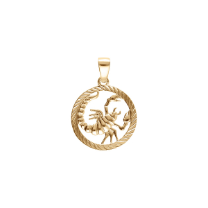 PENDENTIF PLAQUÉ OR MEDAILLE 15MM STRIEE ZODIAQUE SCORPION DECOUPÉ
