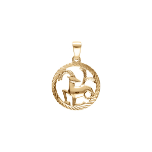 PENDENTIF PLAQUÉ OR MEDAILLE 15MM STRIEE ZODIAQUE CAPRICORNE DECOUPÉ