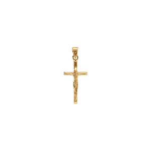 PENDENTIF PLAQUÉ OR JÉSUS SUR CROIX 20MM X 10MM