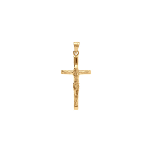 PENDENTIF PLAQUÉ OR  JÉSUS SUR CROIX 22MM X 12MM
