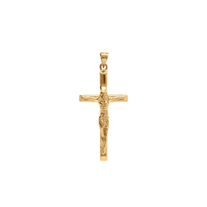 PENDENTIF PLAQUÉ OR  JÉSUS SUR CROIX 30MM X 15MM