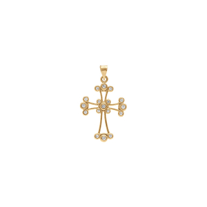 PENDENTIF PLAQUÉ OR CROIX CHALDEENNE 23MM X 16MM  OXYDES BLANCS