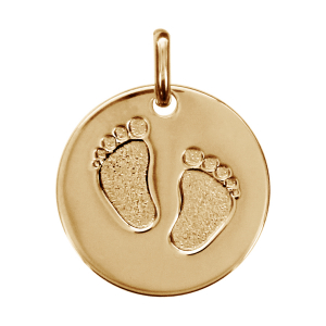 PENDENTIF PLAQUÉ OR MEDAILLE 15MM EMPREINTES 2 PIEDS