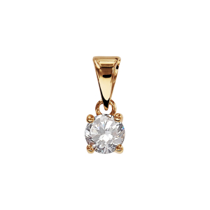 PENDENTIF PLAQUÉ OR SOLITAIRE OXYDE SERTI 4 GRIFFES 5MM