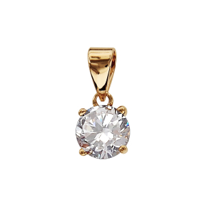 PENDENTIF PLAQUÉ OR SOLITAIRE OXYDE SERTI 4 GRIFFES 7MM