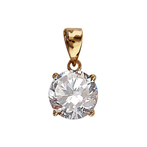 PENDENTIF PLAQUÉ OR SOLITAIRE OXYDE SERTI 4 GRIFFES 9MM