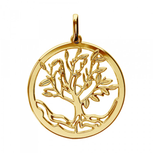 PENDENTIF PLAQUÉ OR ARBRE DE VIE 25MM