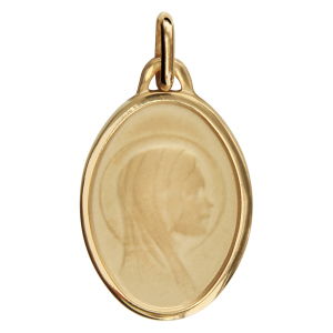 MEDAILLE PLAQUÉ OR OVALE VIERGE