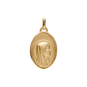 MEDAILLE PLAQUÉ OR OVALE VIERGE