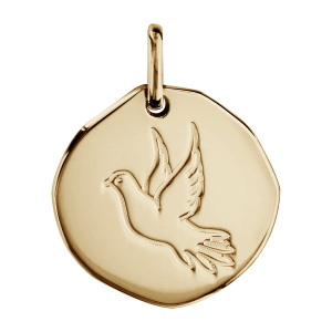 PENDENTIF PLAQUÉ OR GALET 18MM AVEC COLOMBE