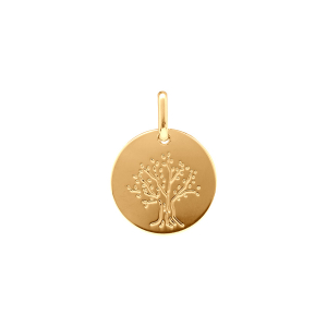 PENDENTIF PLAQUÉ OR MEDAILLE RONDE 15MM AVEC ARBRE DE VIE