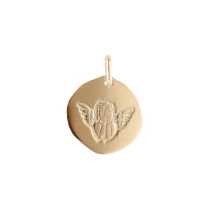 PENDENTIF PLAQUÉ OR GALET 18MM AVEC ANGE
