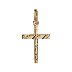 PENDENTIF CROIX PLAQUÉ OR DIAMANTE DIM 20 X 14
