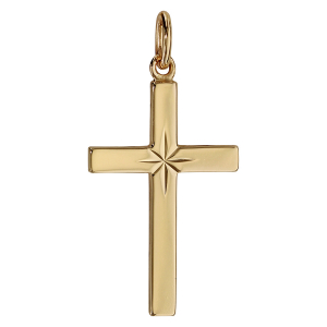 PENDENTIF CROIX PLAQUÉ OR GRAND MODELE 24MM X 15MM DIAMANTE ETOILE