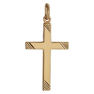 PENDENTIF CROIX PLAQUÉ OR GRAND MODELE STRIE dim 25x16 mm
