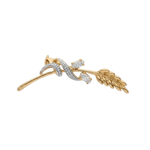 BROCHE PLAQUÉ OR EPI DE BLE OXYDES BLANCS SERTIS