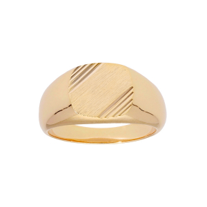 CHEVALIERE PLAQUÉ OR MOYEN PLATEAU CARRÉ DIAMANTAGE STRIEE