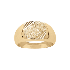 CHEVALIERE PLAQUÉ OR MOYEN PLATEAU CARRÉ DIAMANTAGE STRIEE