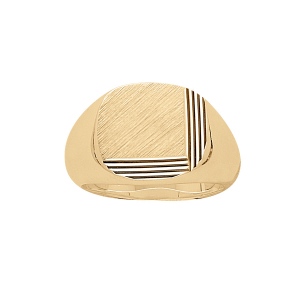 CHEVALIERE PLAQUÉ OR GRAND PLATEAU OVALE DIAMANTEE