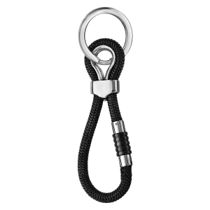 PORTE CLEF ACIER CHARMS FERMOIR PVD NOIR AIMANTE ET VISSE TRESSE PVD NOIR