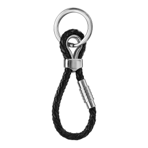 PORTE CLEF CHARMS FERMOIR AIMANTE ET VISSE CUIR BOVIN NOIR