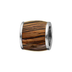 CHARMS ACIER FORME TONNEAU MARRON ASPECT BOIS