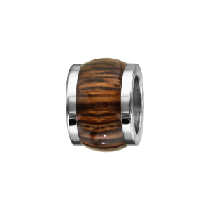 CHARMS ACIER FORME TONNEAU MARRON ASPECT BOIS