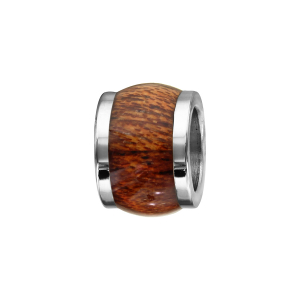 CHARMS ACIER FORME TONNEAU MARRON CLAIR ASPECT BOIS