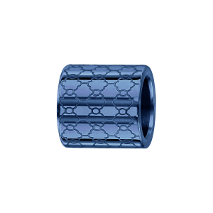 CHARMS ACIER ET PVD BLEU FORME TUBE MOTIF ALVEOLES