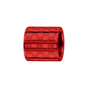 CHARMS ALUMINIUM ANODISE ROUGE  FORME TUBE MOTIF ALVEOLES