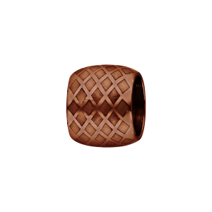 CHARMS ACIER FET PVD MARRON FORME TUBE QUADRILLAGE