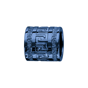 CHARMS ACIER ET PVD BLEU FORME TUBE MOTIF GRECQUE