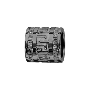 CHARMS ACIER ET PVD NOIR FORME TUBE MOTIF GRECQUE