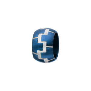 CHARMS ACIER ET PVD BLEU ANNEAU BOMBE MOTIF ZIG ZAG