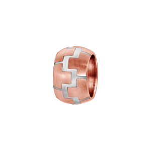 CHARMS ACIER ET PVD ROSE ANNEAU BOMBE MOTIF ZIG ZAG